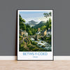 Betws-y-Coed Wales Travel Poster, Pont-y-Pair Bridge Wall Art, Snowdonia Print, Welsh Village & River, North Wales Travel Poster