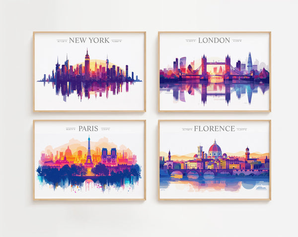 Edinburgh Travel Poster Skyline Wall Art Landscape, Travel Print of Edinburgh, Edinburgh Art Lovers Gift,Scotland Horizontal Art Gift