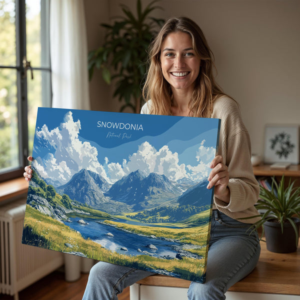 Snowdonia Landscape Travel Poster Wall Art, Travel Print of Snowdonia, Snowdonia Art Lovers Gift, English Countryside