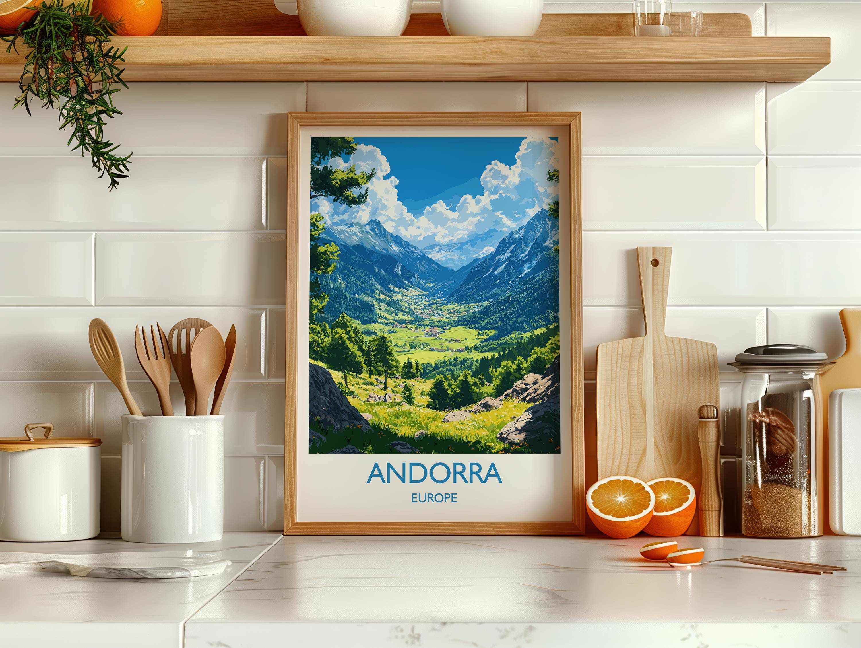 Andorra Travel Poster, Travel Print of Andorra, Europe, Andorra Wall Art Gift, Pyrenees Mountains Wall Decor Gift NQ Media Designs