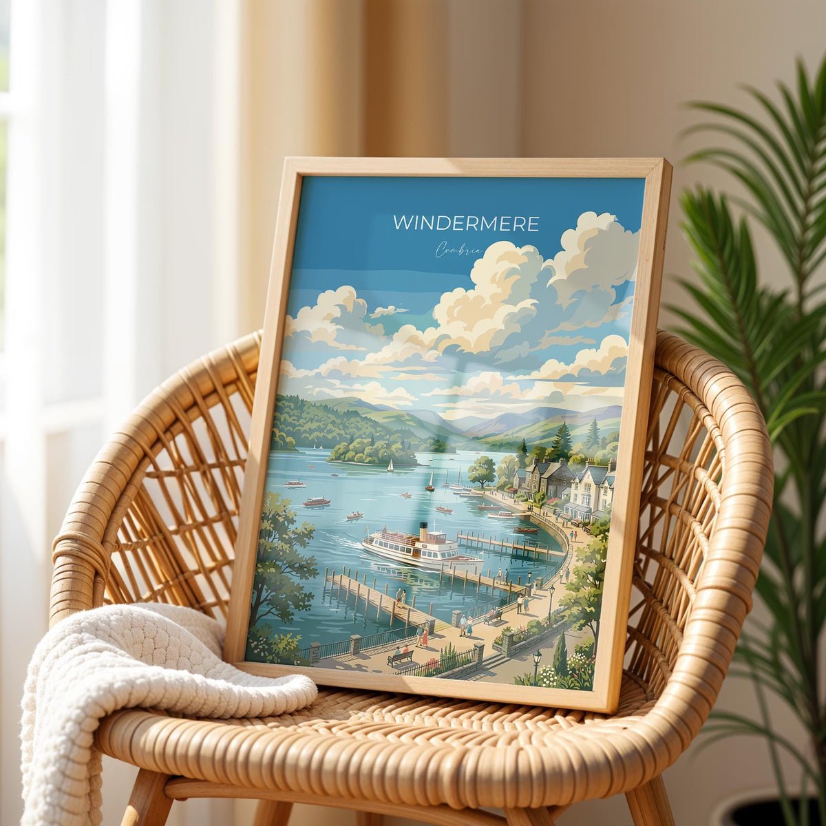 Windermere Poster, Lake District Wall Art, Cumbria Print, England Travel Poster, Windermere Gift