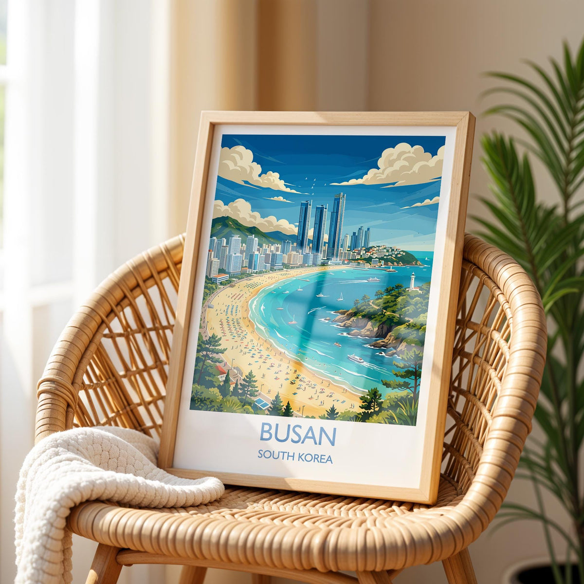 Busan Travel Print | Haeundae Coast, South Korea Wall Art