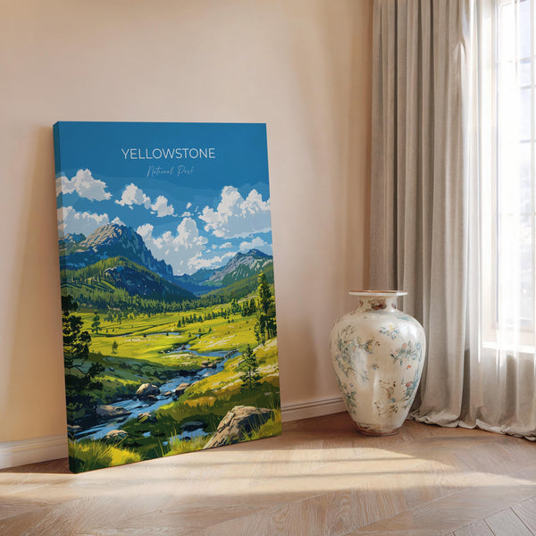 Yellowstone National Park Travel Print Wall Art, Travel Poster of Yellowstone, National Park Art Lovers Gift, Wyoming, USA, Wall Art Gift