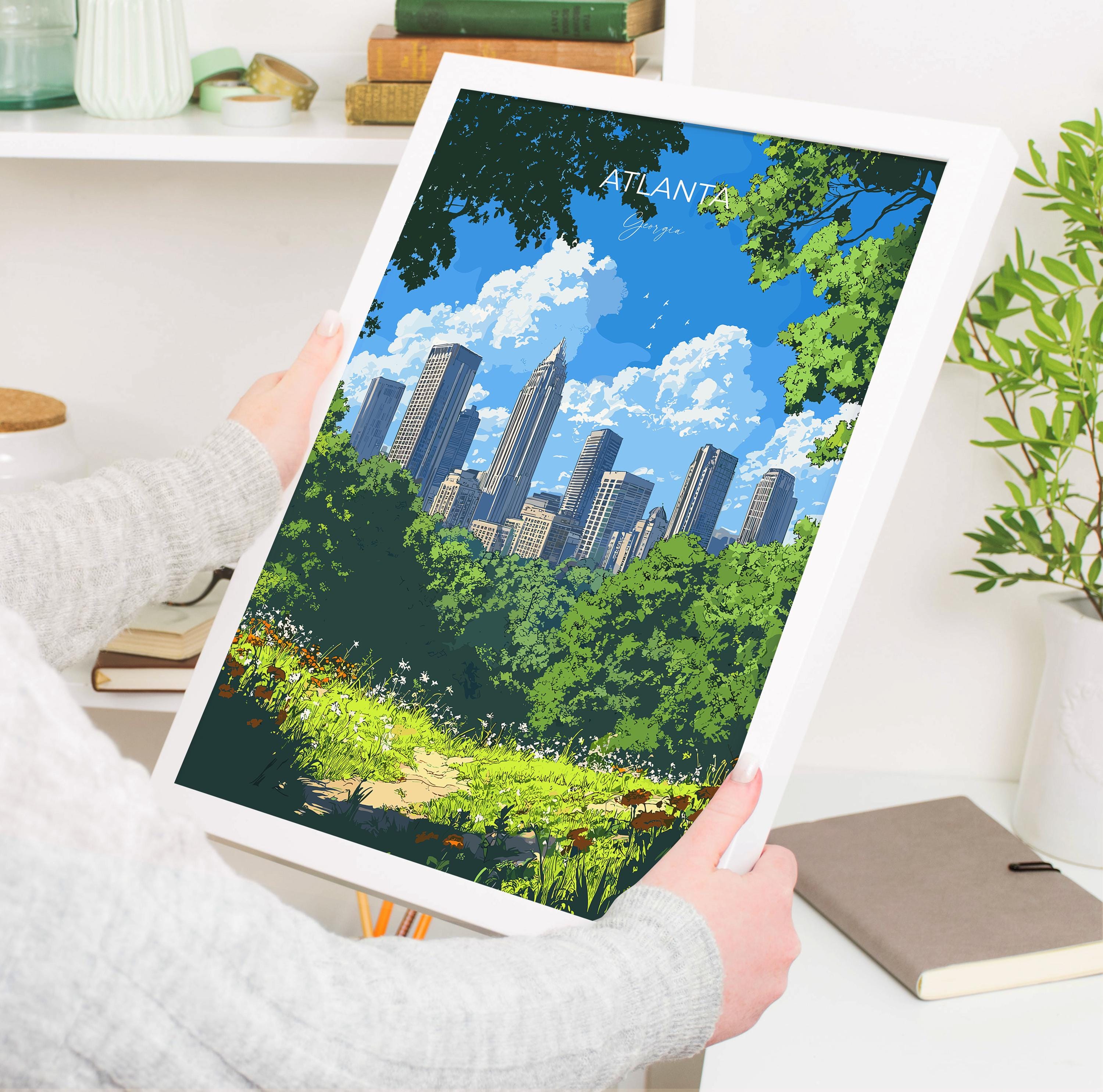 Atlanta Travel Poster, Travel Print of Atlanta, Georgia, Atlanta Art Lovers Gift, USA Gift, Wall Art Print NQ Media Designs