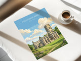 Fountains Abbey Poster, Yorkshire Wall Art, Ripon Abbey Ruins Print, England Travel Poster, Fountains Abbey Gift