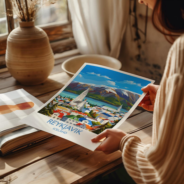 Reykjavik Poster Wall Art, Reykjavik Travel Print, Iceland Wall Art, Reykjavik Art Lovers Gift, Iceland Gift