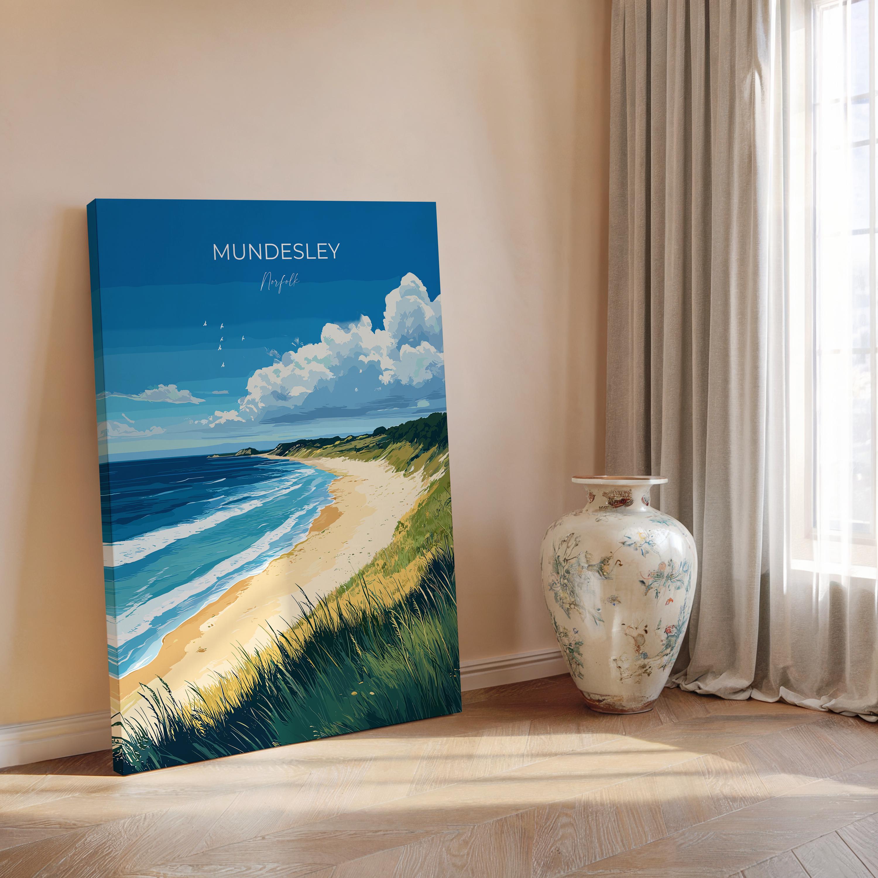 Mundesley Beach Poster, Travel Print of Mundesley, Norfolk Gift, England, Norfolk Art, Mundesley Beach Gift, Wall Art Print NQ Media Designs