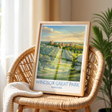 Windsor Great Park Print, Long Walk Wall Art with Border, Windsor Castle Poster, Berkshire Travel Print, Windsor Gift Print