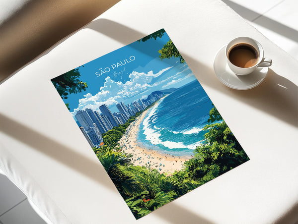 Sao Paulo Travel Poster, Travel Print of Sao Paulo, Brazil City Poster, Sao Paulo Wall Art Lovers Gift, Brazil Art Gift