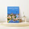 Barcelona Travel Poster Wall Art, Travel Print of Barcelona, City of Barcelona, Spain, Barcelona Art Lovers Gift, Barcelona Cityscape