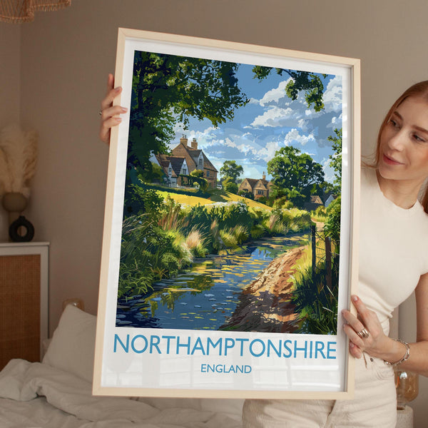 Northamptonshire Print Wall Art, Travel Poster of Northamptonshire, England, Northamptonshire Art Lovers Gift, England Wall Art Print