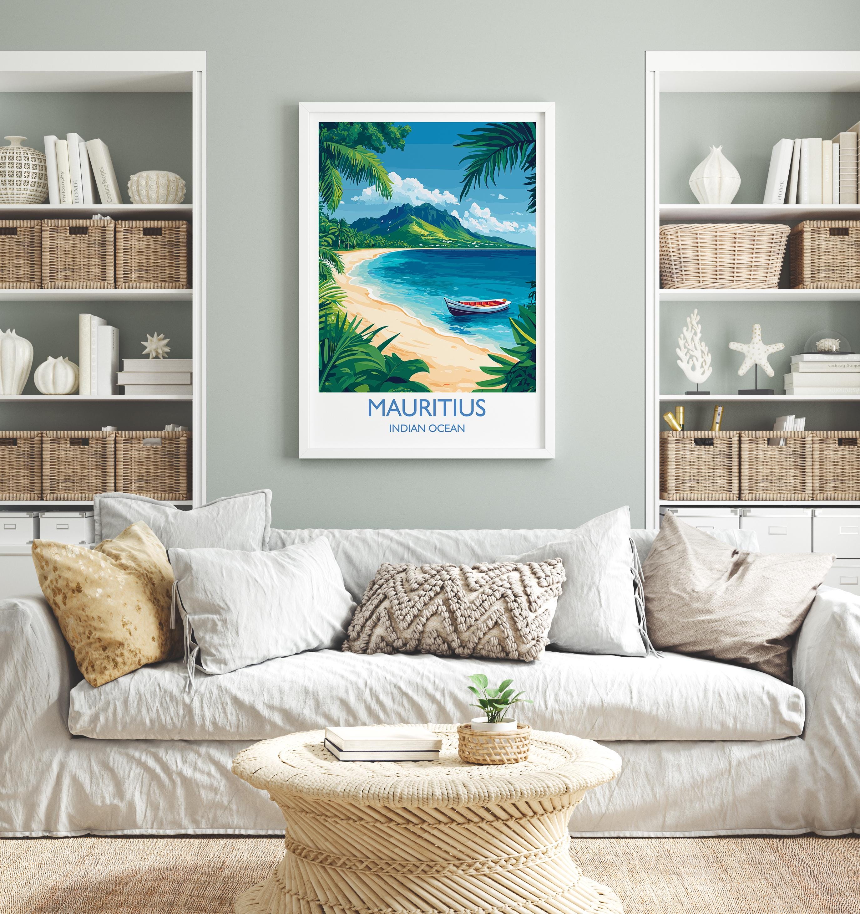 Mauritius Travel Print, Travel Poster of Mauritius, Indian Ocean Island Art, Mauritius Wall Art Gift, NQ Media Designs
