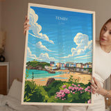 Tenby Travel Print Wall Art, Tenby Travel Poster, Wales, Pembrokeshire Coast, Welsh Art Gift, Wall Art Print NQ Media Designs