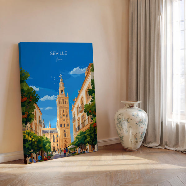 Seville Travel Poster, Travel Print of Seville, Spain Poster, Seville Wall Art Lovers Gift, Spain Art Gift