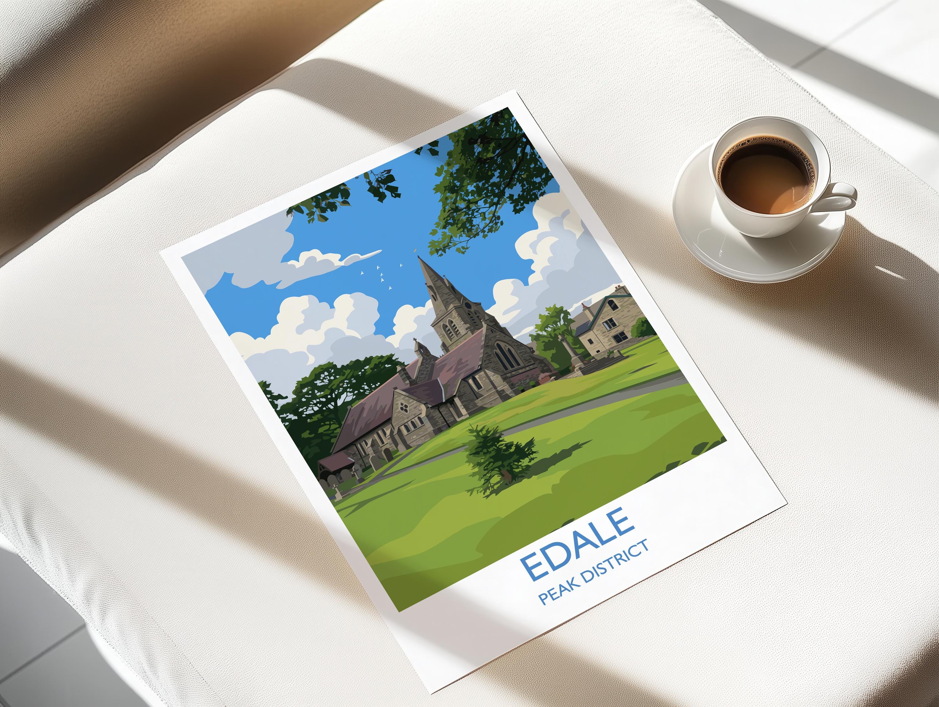 Edale Village, Peak District Travel Print Wall Art, Travel Poster of Peak District Art Lovers Gift, English Countryside NQ Media Designs