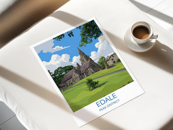 Edale Village, Peak District Travel Print Wall Art, Travel Poster of Peak District Art Lovers Gift, English Countryside