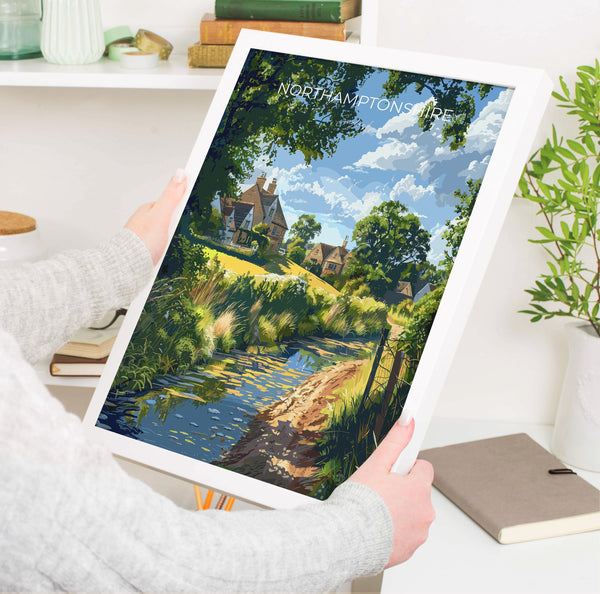 Northamptonshire Poster Wall Art, Travel Print of Northamptonshire, England, Northamptonshire Art Lovers Gift, England Wall Art Print