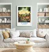 St Albans Travel Poster Wall Art, Travel Print of St Albans, Hertfordshire, England, English Cathedral City Gift NQ Media Designs