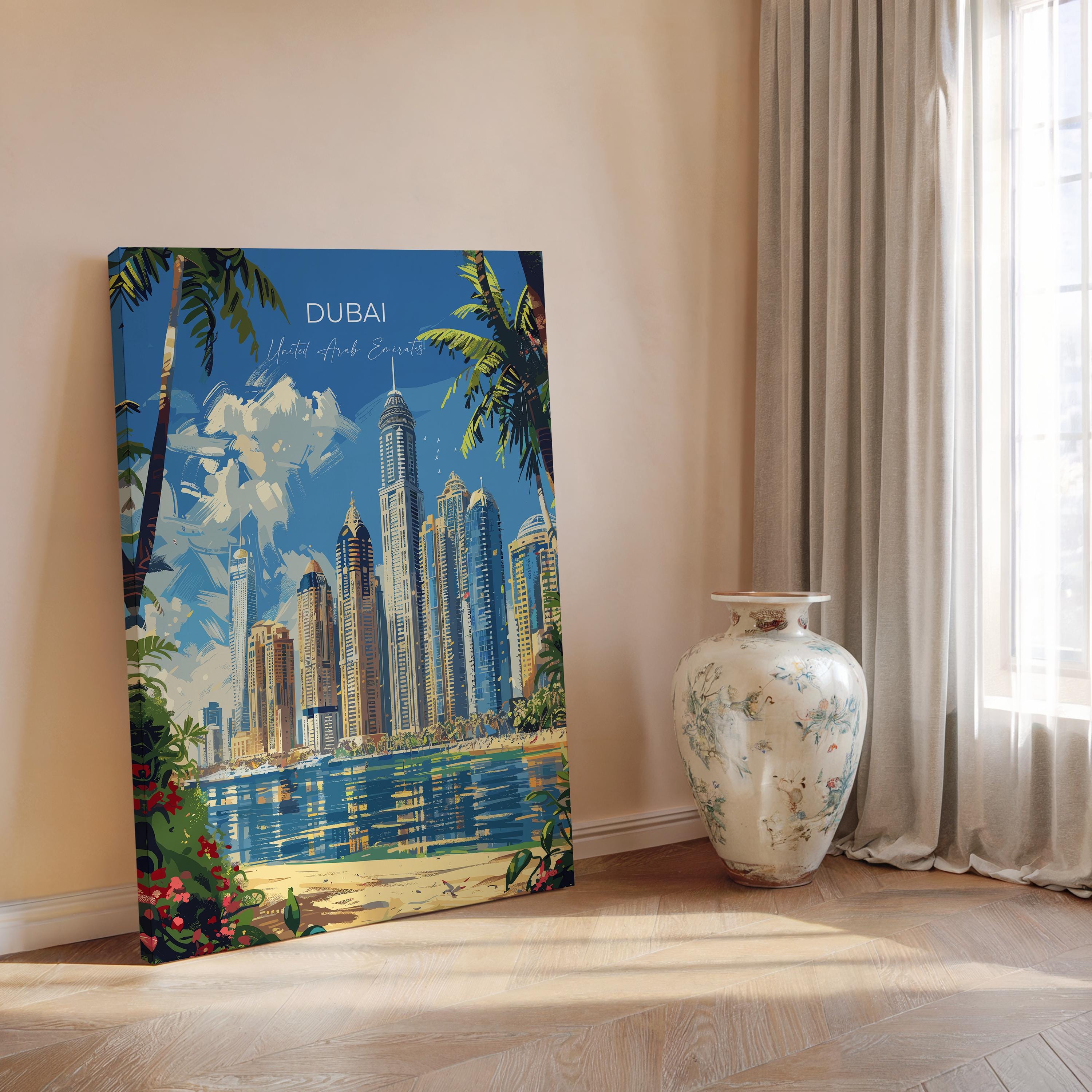 Dubai Travel Poster, Travel Print of Dubai, Dubai Marina Art lovers Gift, UAE Wall Art Gift NQ Media Designs