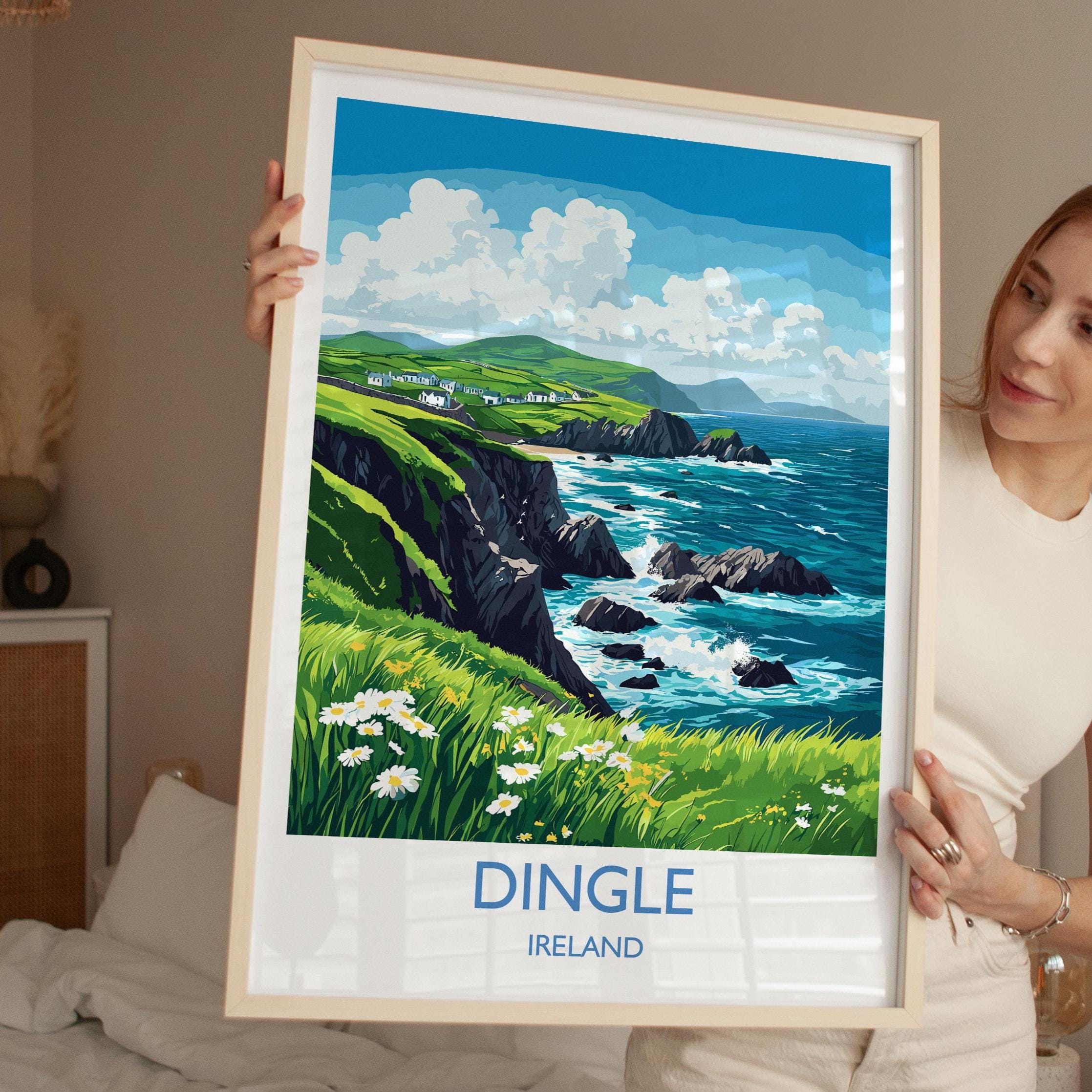 Dingle Poster, Travel Print of Dingle, County Kerry, Ireland Coast, Travel Wall Art Gift NQ Media Designs