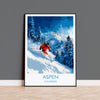 Aspen Travel Poster Wall Art, Travel Print of Aspen, Colorado, USA, Aspen Ski Art Lovers Gift NQ Media Designs