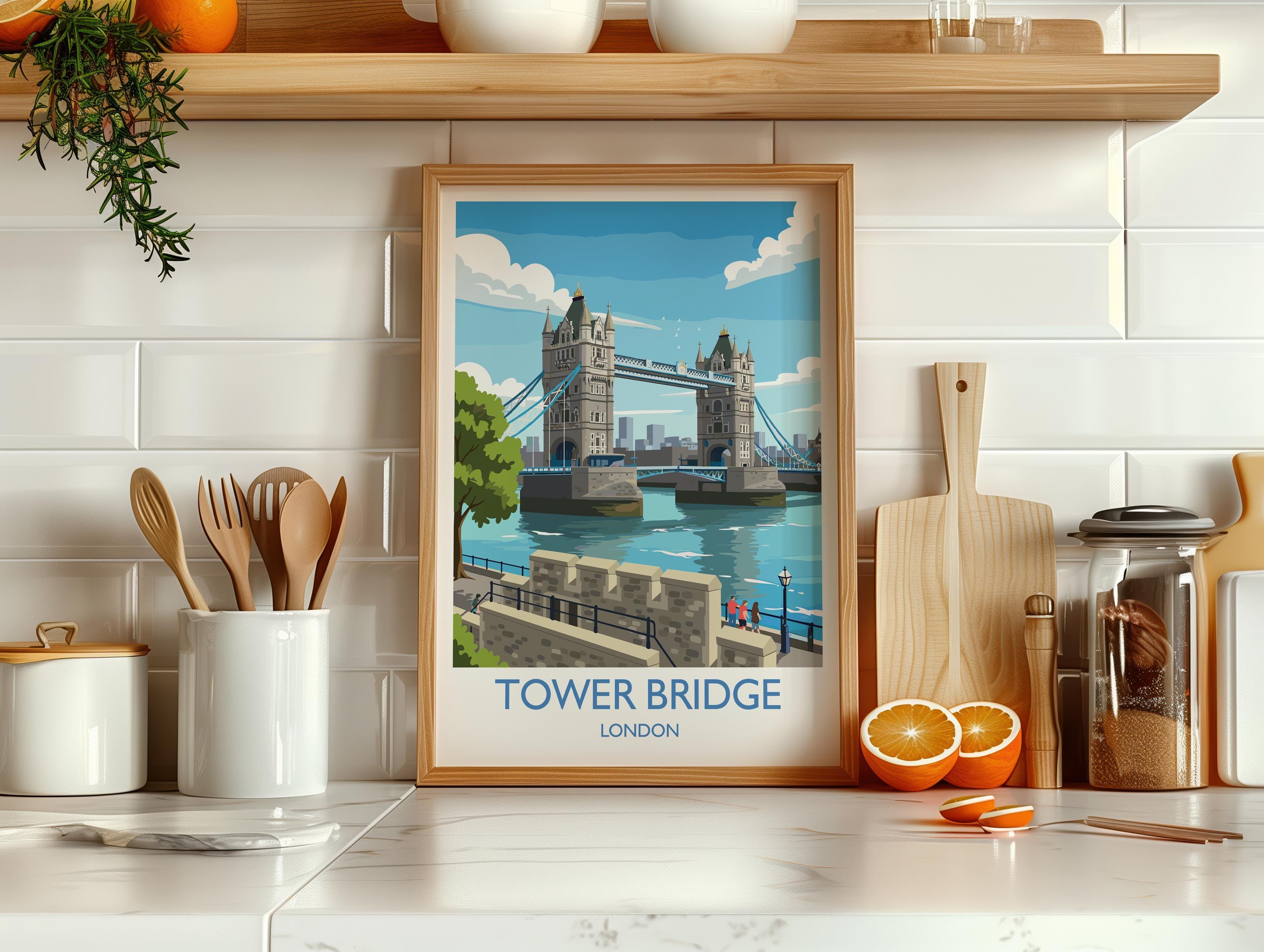 Tower Bridge Travel Print, Travel Poster of Tower Bridge, London Poster, Tower Bridge Gift, London City Art, London Art UK Travel Gift NQ Media Designs