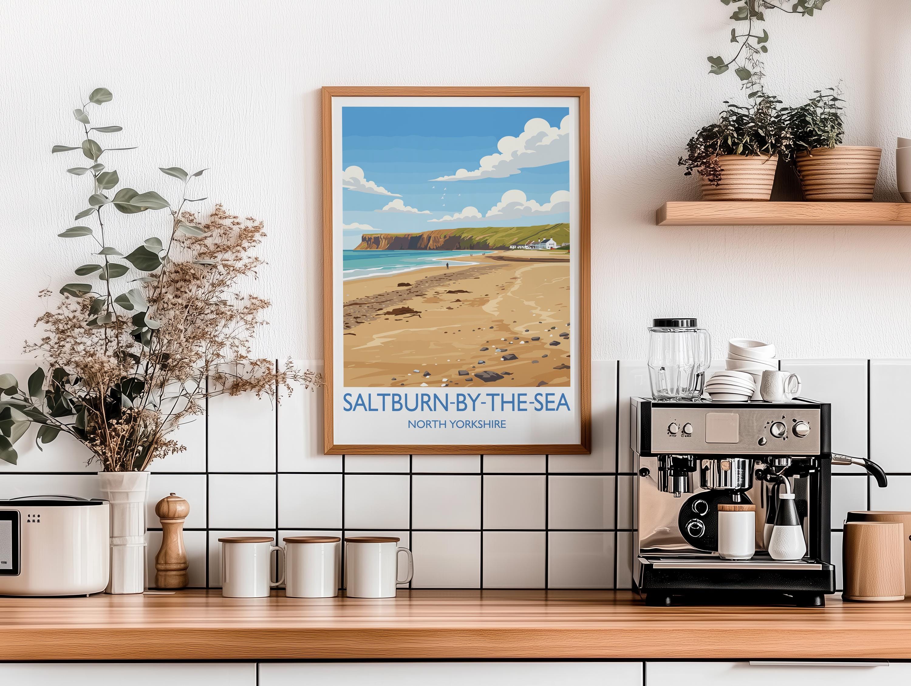 Saltburn by the Sea Travel Print, Travel Poster of Saltburn by the Sea, Yorkshire Gift, England, North Yorkshire Art, Saltburn Wall Art Gift NQ Media Designs
