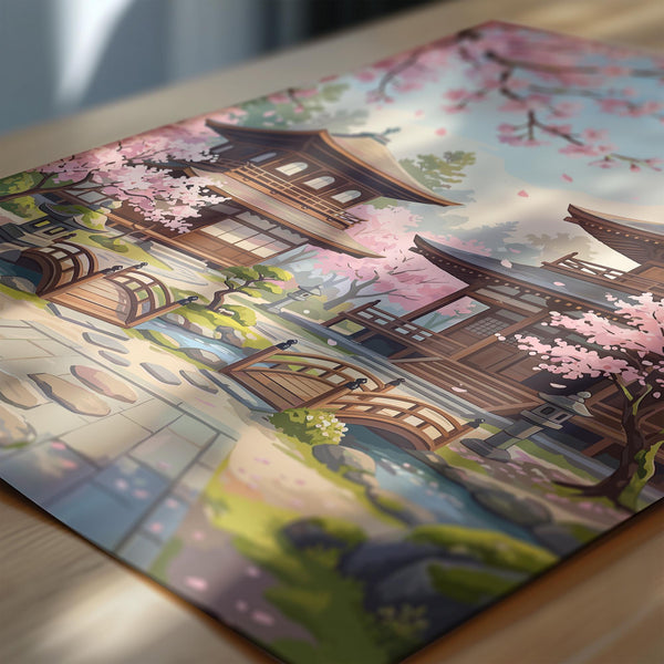 Kyoto Japan Travel Print, Cherry Blossom Temple Wall Art, Japanese Landscape Poster, Sakura Illustration, Asia Decor, Kyoto Gift