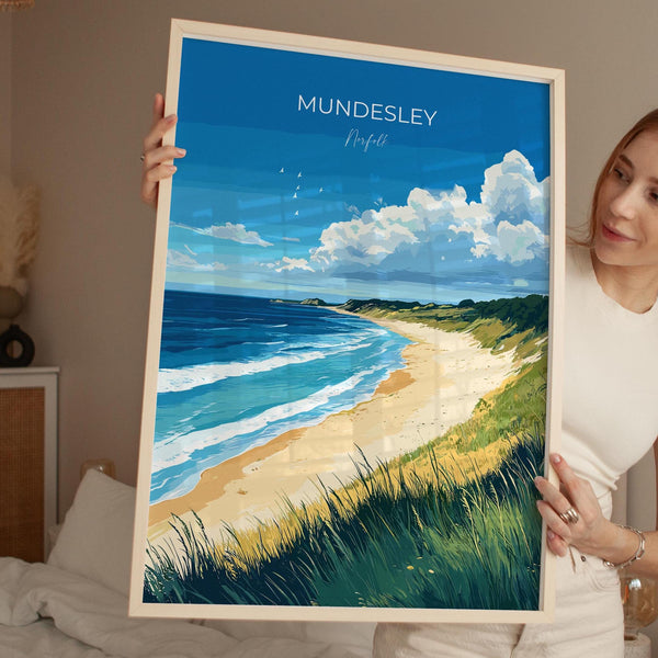 Mundesley Beach Poster, Travel Print of Mundesley, Norfolk Gift, England, Norfolk Art, Mundesley Beach Gift, Wall Art Print