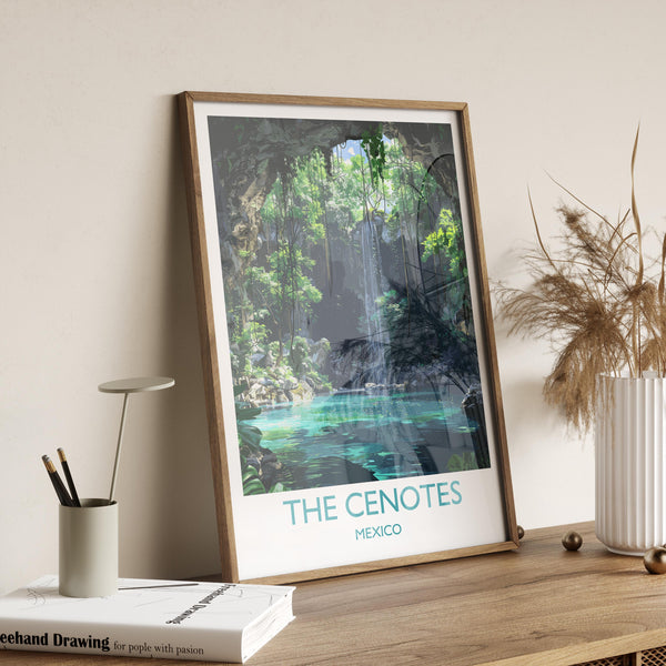 Cenotes of Yucatan Travel Print, Mexico Travel Print Collection, Travel Wall Art, Cenotes Art Print Gift, Yucatan Art