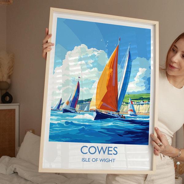Cowes Travel Print Wall Art, Travel Poster of Cowes, Cowes Gift, Cowes Art, Sailing Art, Isle of Wight Gift,