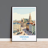 Vienna Travel Poster, St Stephens Cathedral Wall Art, Vienna City Print, Austrian Architecture Illustration, Vintage Europe Vienna Gift NQ Media Designs