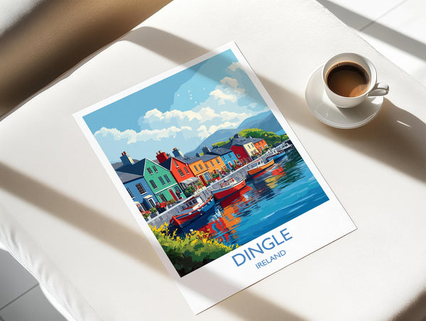 Dingle Poster, Travel Print of Dingle, County Kerry, Ireland Coast, Travel Wall Art Gift