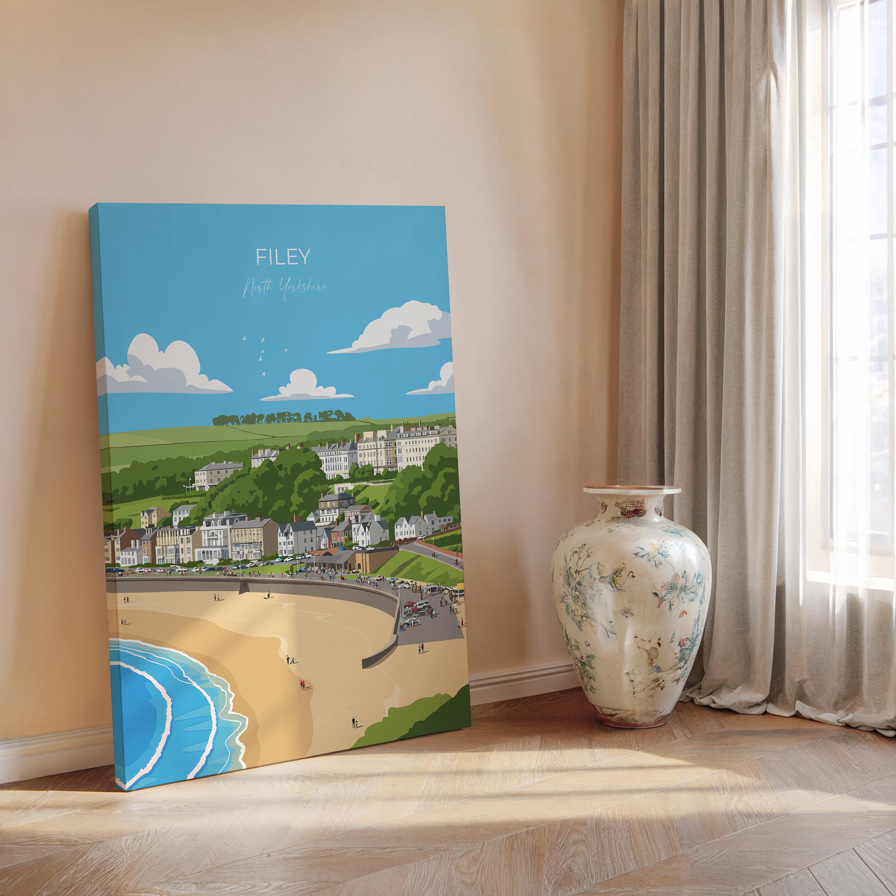 Filey Travel Poster, Travel Print of Filey, Yorkshire Gift, England, North Yorkshire Art, Filey Gift, Wall Art Print NQ Media Designs