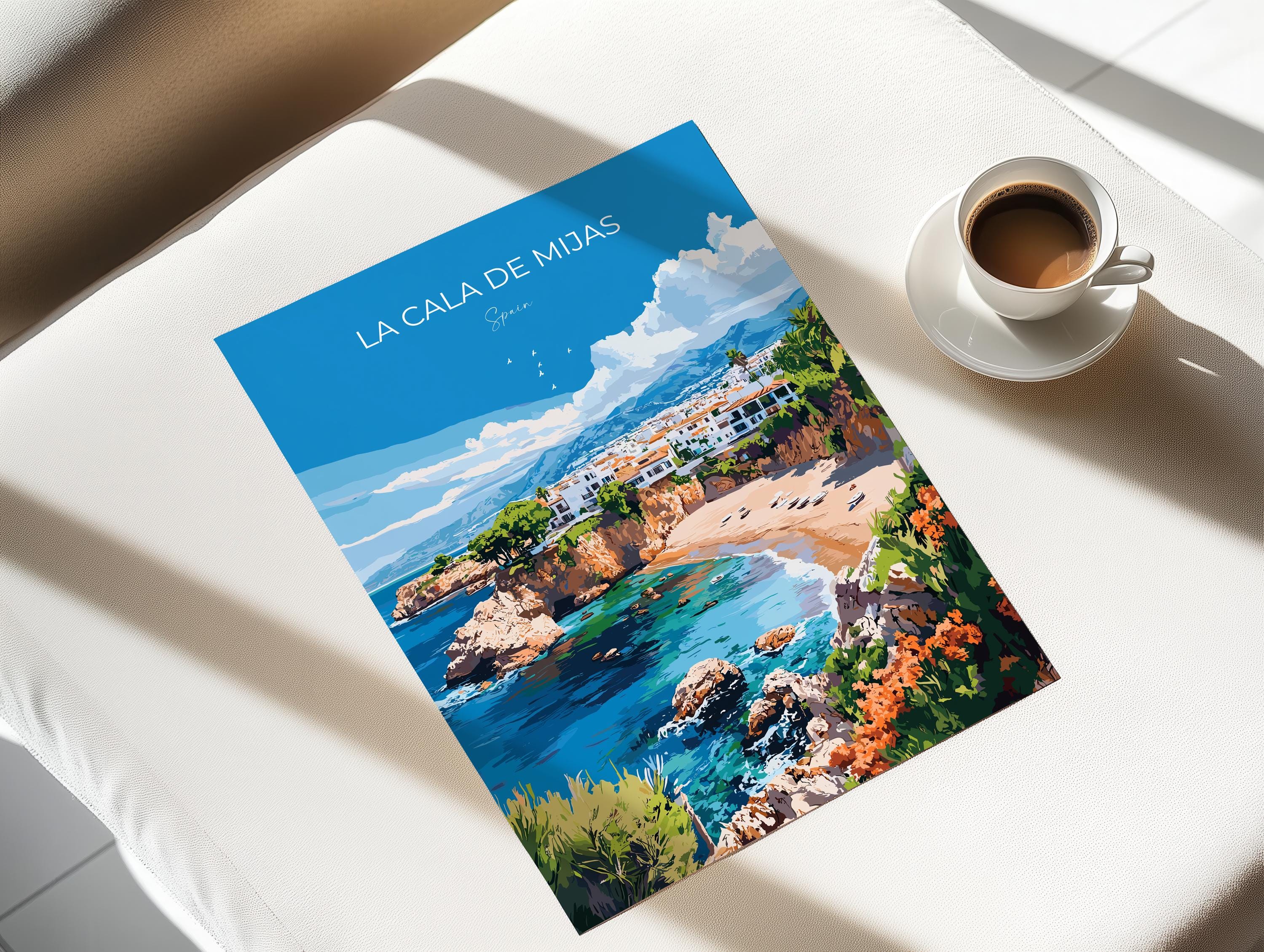 La Cala de Mijas Travel Print, Travel Poster of La Cala de Mijas, Spain, Malaga Gift, Spain Gift Art, Wall Art Print NQ Media Designs
