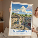 Grassington Print, Yorkshire Dales Wall Art with Border, North Yorkshire Poster, England Travel Print, Grassington Gift