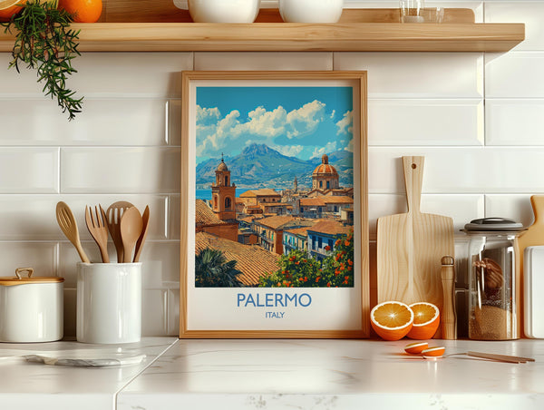 Palermo Travel Print, Travel Poster of Palermo, Italy Poster, Sicily Gift, PalermoArt, Italy Art Travel Gift