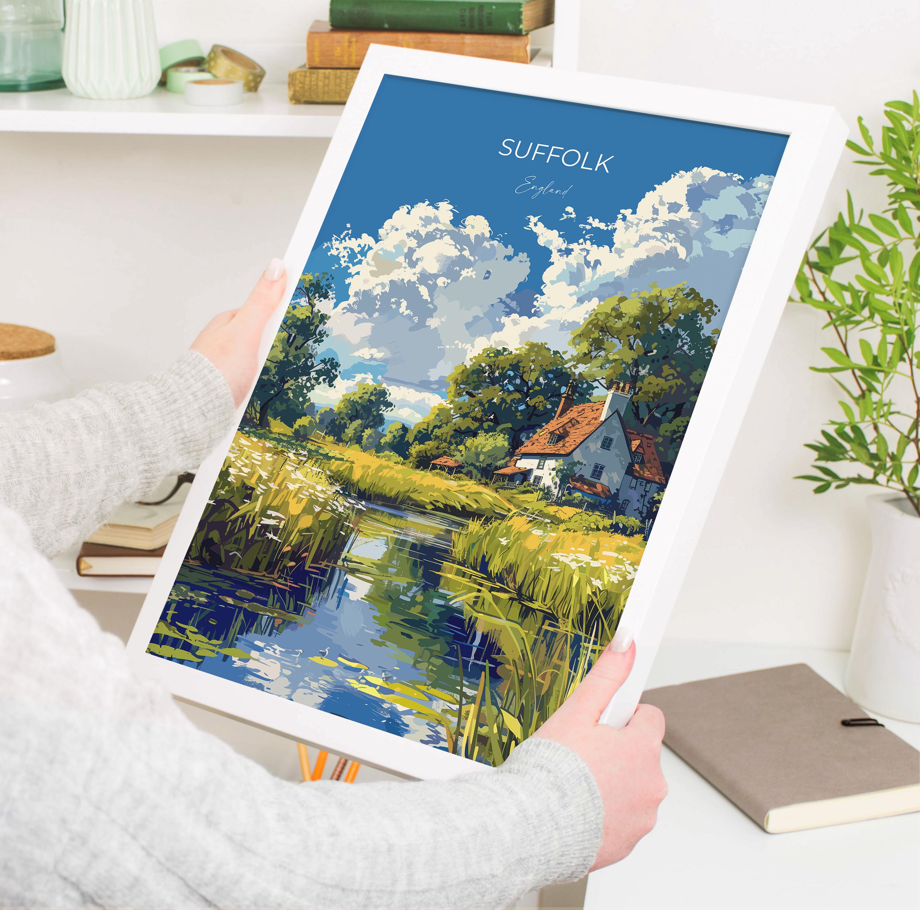 Suffolk Poster Wall Art, Travel Print of Suffolk, England, Suffolk Art Lovers Gift, England Wall Art Print NQ Media Designs