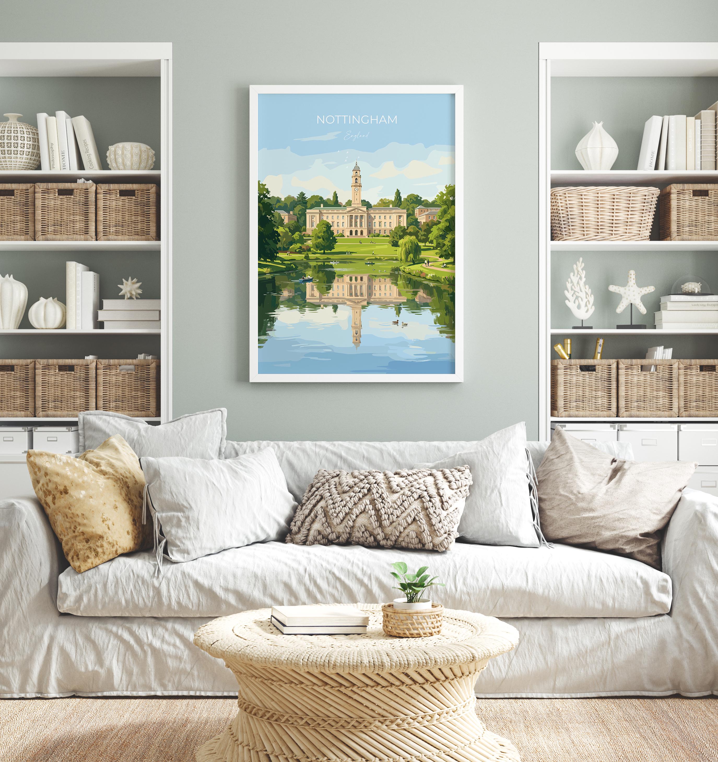 Nottingham University Travel Print, University of Nottingham Wall Art, Historic UK University Illustration, Nottingham Poster Gift
