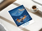 Lapland Travel Print, Travel Poster of Lapland, Scandinavia Poster, Lapland Art Gift, Finland Art Lovers Travel Gift NQ Media Designs