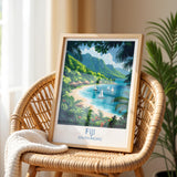 Fiji Travel Poster Wall Art, Travel Print of Fiji, South Pacific Islands Art Lovers Gift NQ Media Designs
