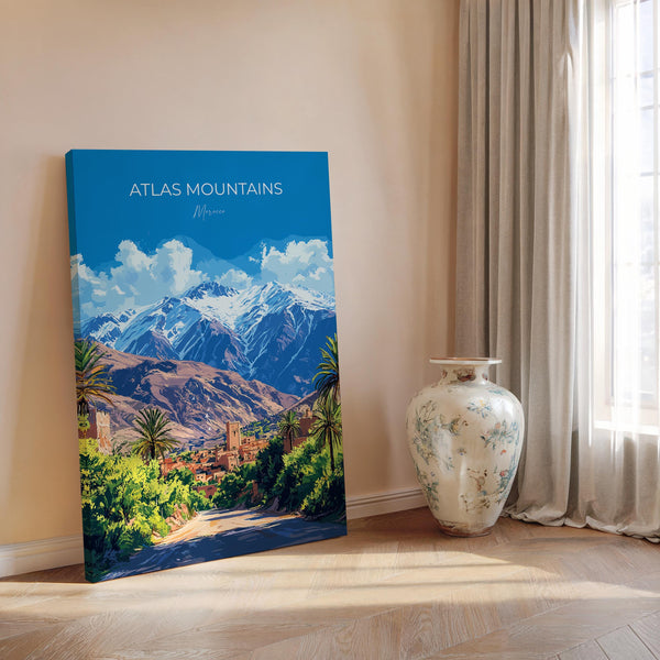 Atlas Mountains Travel Poster Wall Art, Travel Print of Atlas Mountains Art Lovers Gift, Morocco Wall Art