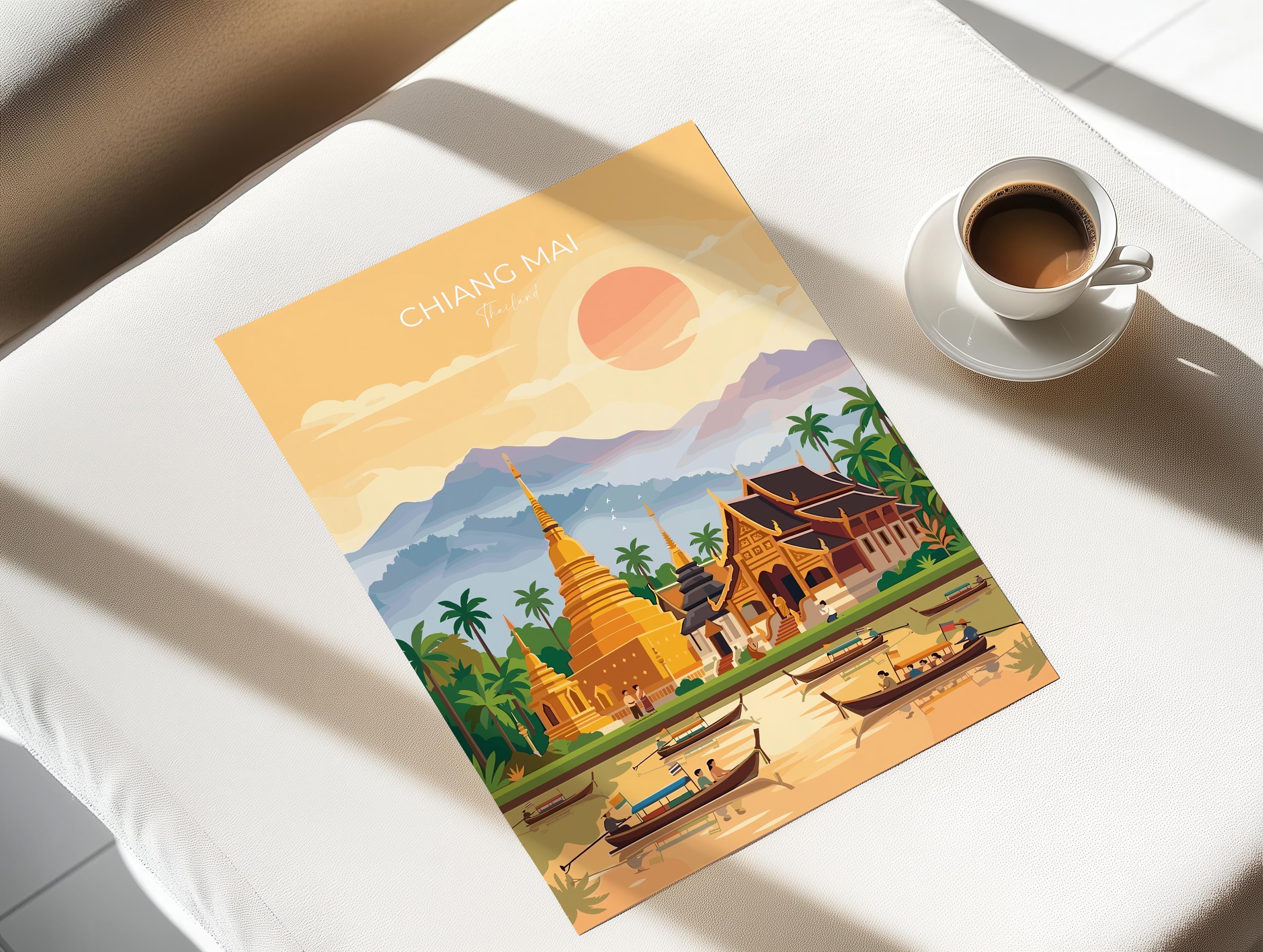 Chiang Mai Travel Poster, Travel Print of Chiang Mai, Thailand, Chiang Mai Art Lovers Gift, Wall Art Print