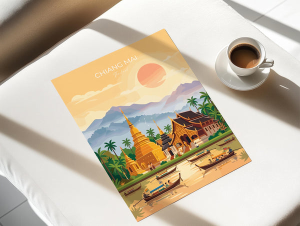 Chiang Mai Travel Poster, Travel Print of Chiang Mai, Thailand, Chiang Mai Art Lovers Gift, Wall Art Print