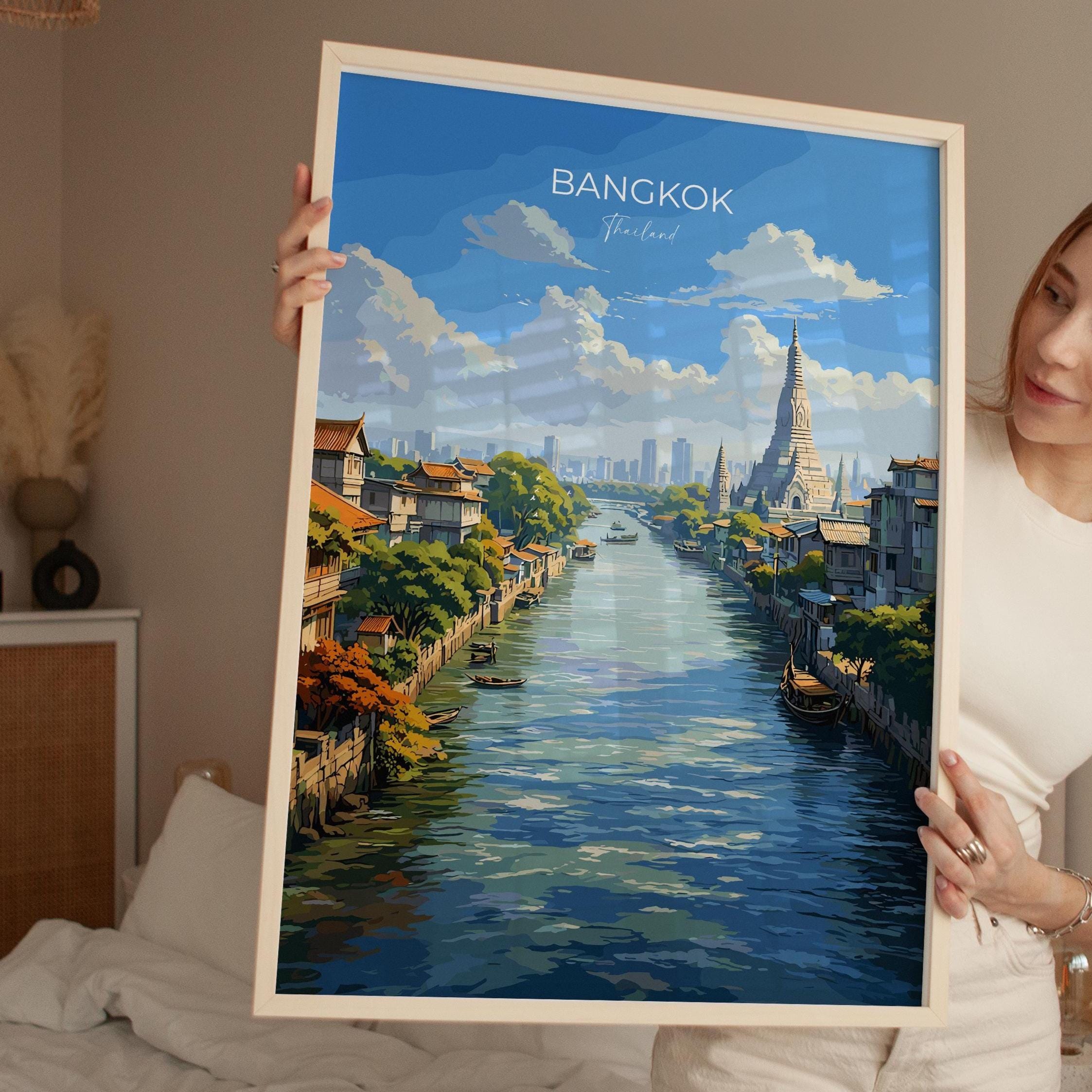 Bangkok Print Wall Art, Bangkok Travel Poster, Thailand Wall Art, Bangkok Art Lovers Gift, Thailand Gift