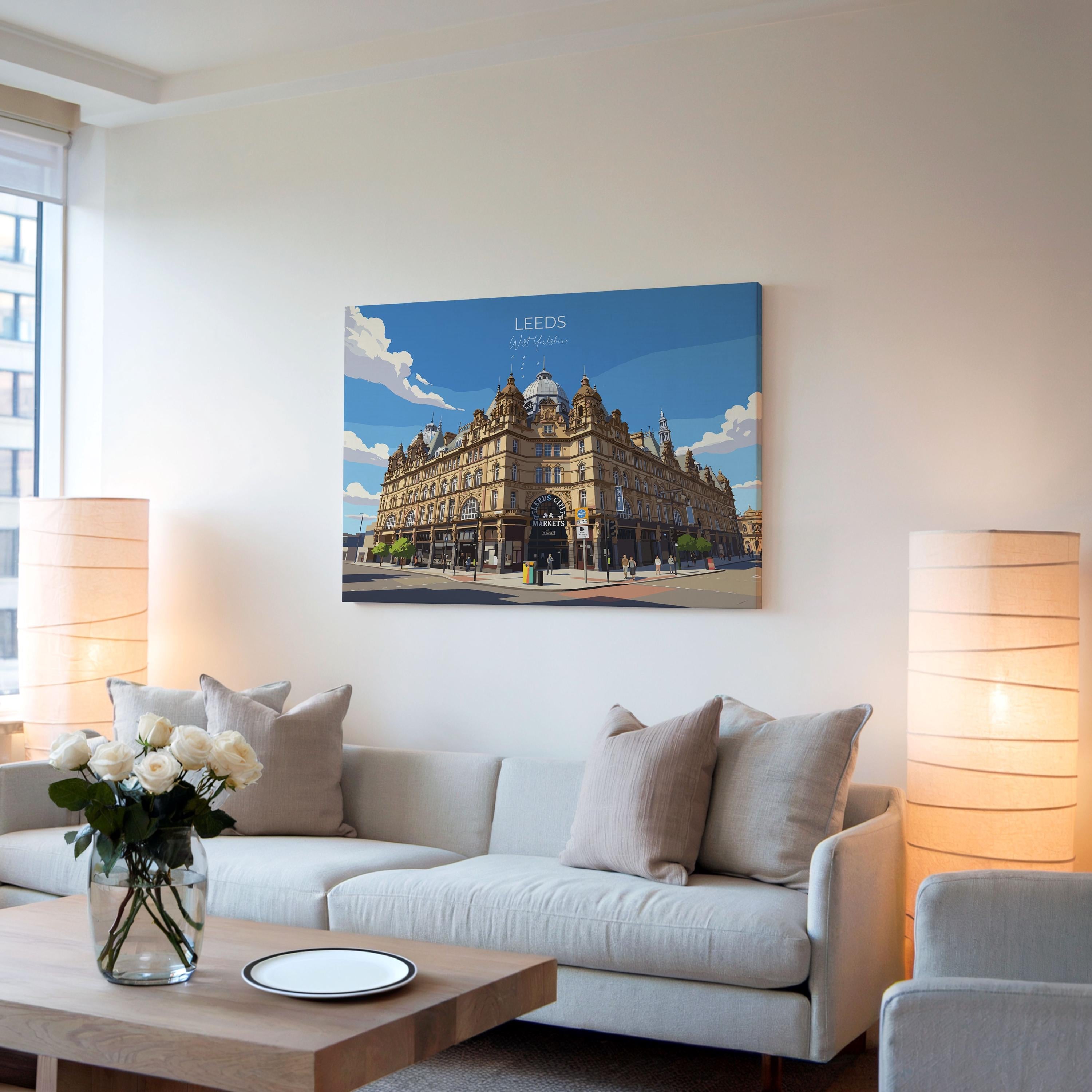 Leeds City Art Print, Leeds Markets, West Yorkshire Landscape Poster, England UK City Travel Decor NQ Media Designs