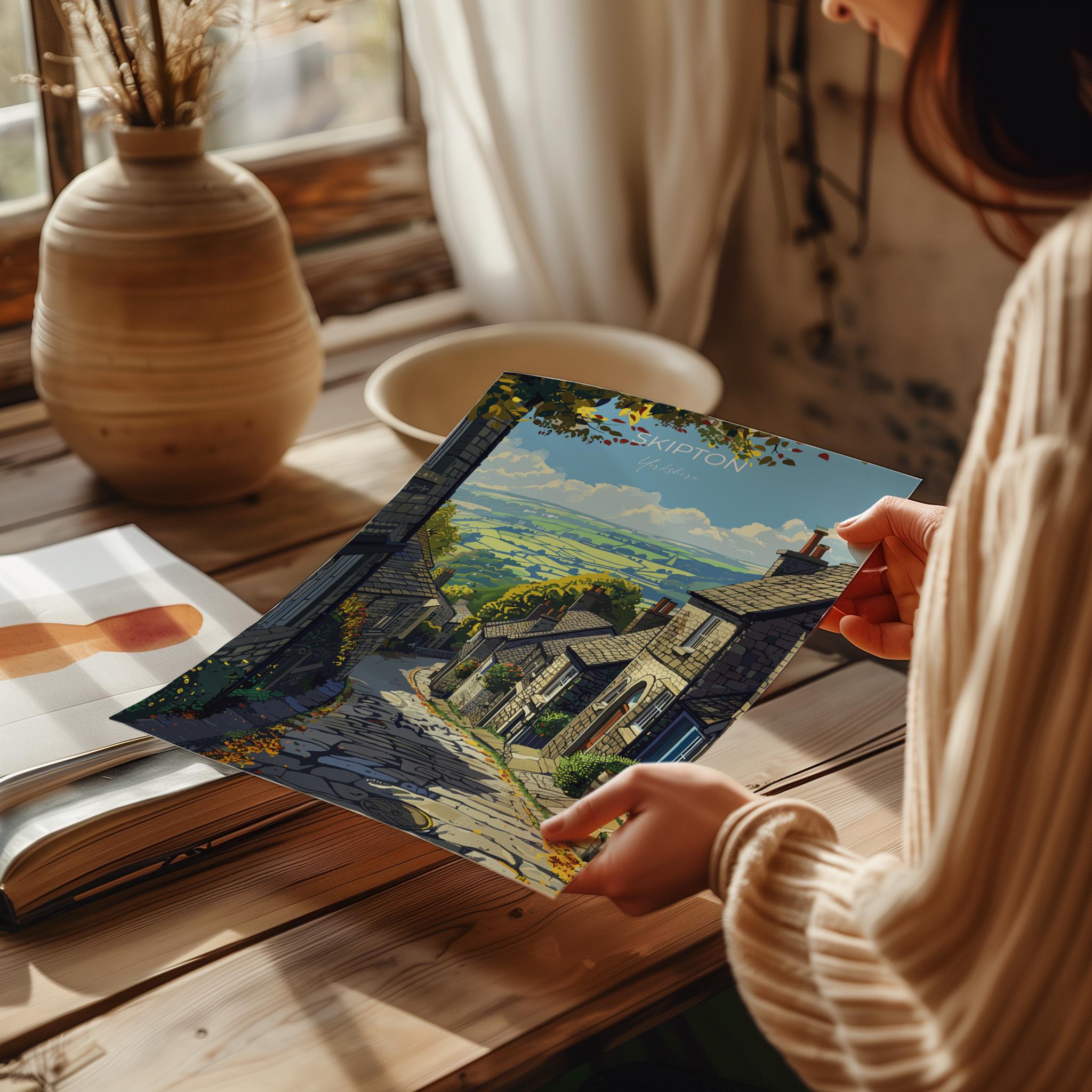 Skipton Travel Poster Wall Art, Travel Print of Skipton, Skipton Art Print, North Yorkshire Wall Print, Yorkshire Art Lovers Gift NQ Media Designs
