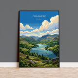 Grasmere Poster, Lake District Wall Art, Cumbria Print, England Travel Poster, Grasmere Gift