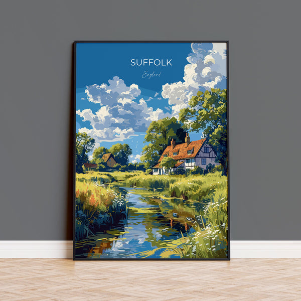 Suffolk Poster Wall Art, Travel Print of Suffolk, England, Suffolk Art Lovers Gift, England Wall Art Print