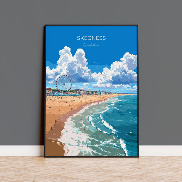 Skegness Travel Print Wall Art, Travel Poster of Skegness, England, Lincolnshire Seaside Art Lovers Gift, Travel Art Gift